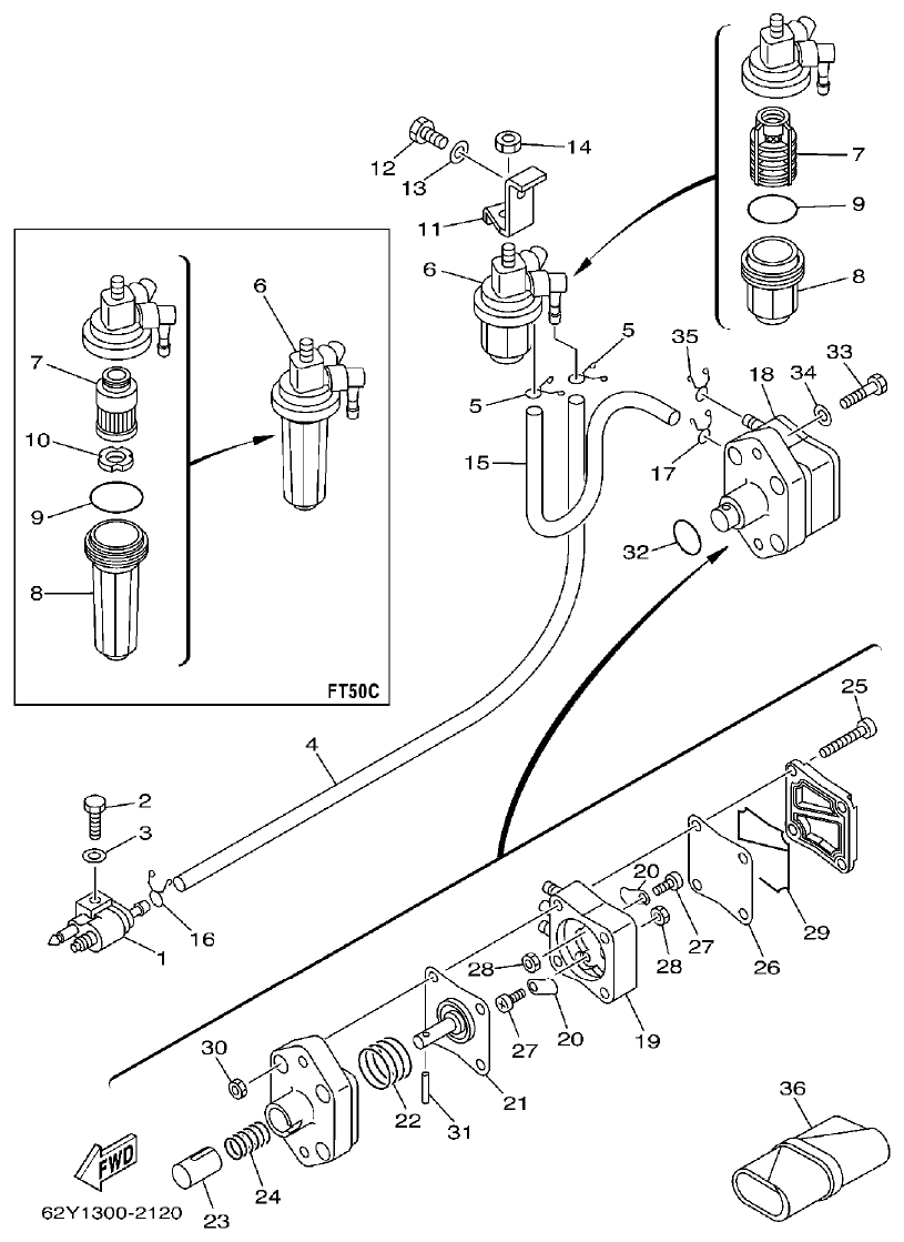 Yamaha FT50C FUEL parts diagram